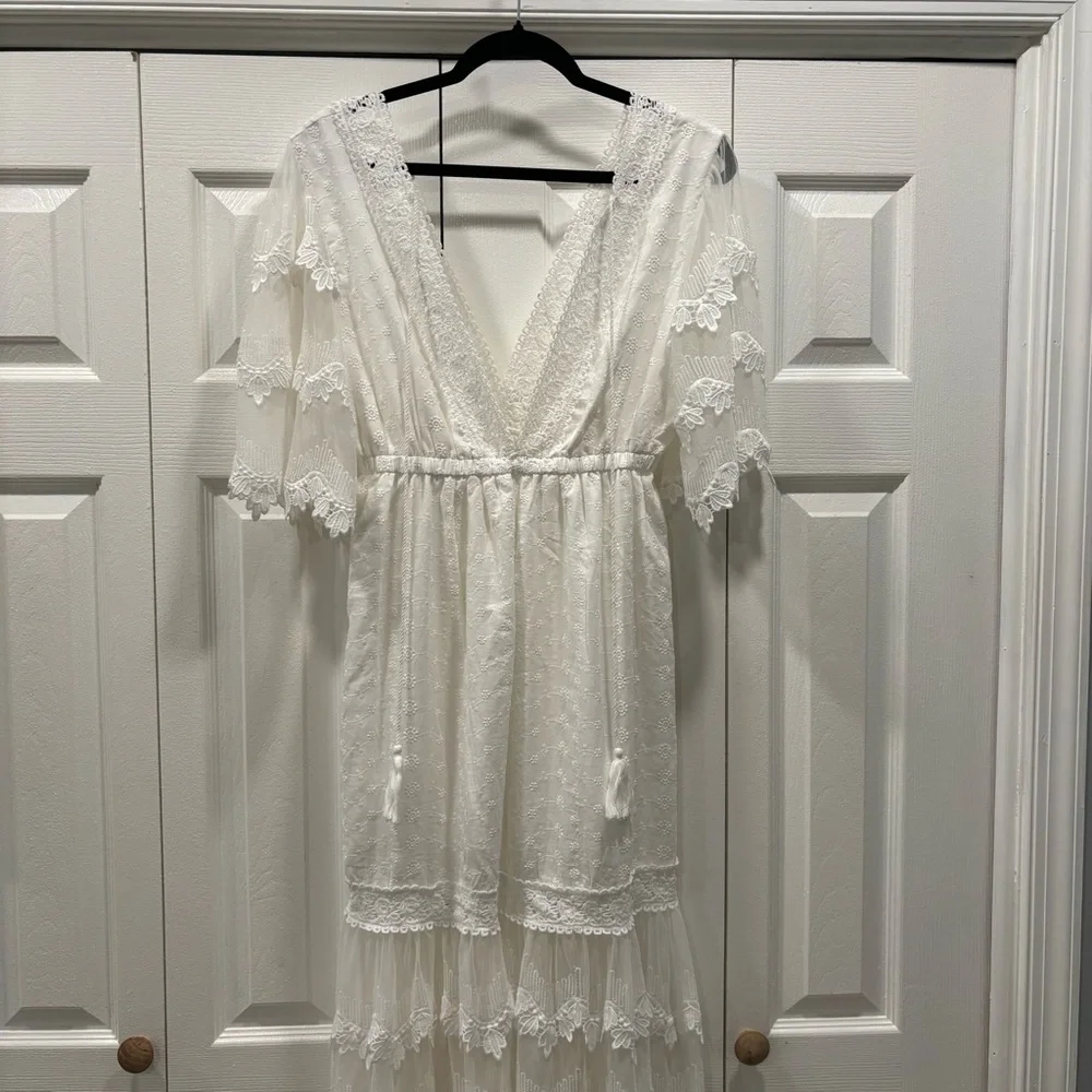 Elegant White Lace Maxi Dress - Picture 7 of 10
